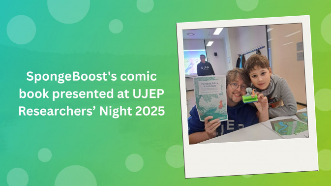 SpongeBoost's comic book presented at UJEP Researchers’ Night 2025
